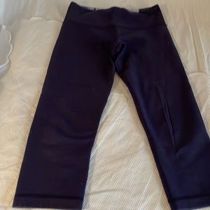 Lululemon Wunder Under Crop Denim Deep Indigo /White